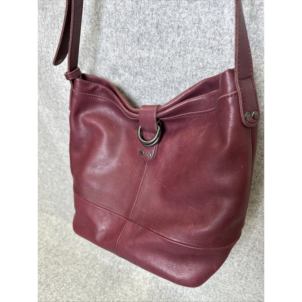 Lucky Brand Shoulder Crossbody‎ Leather Purse Womens Red Burgundy Adjustable